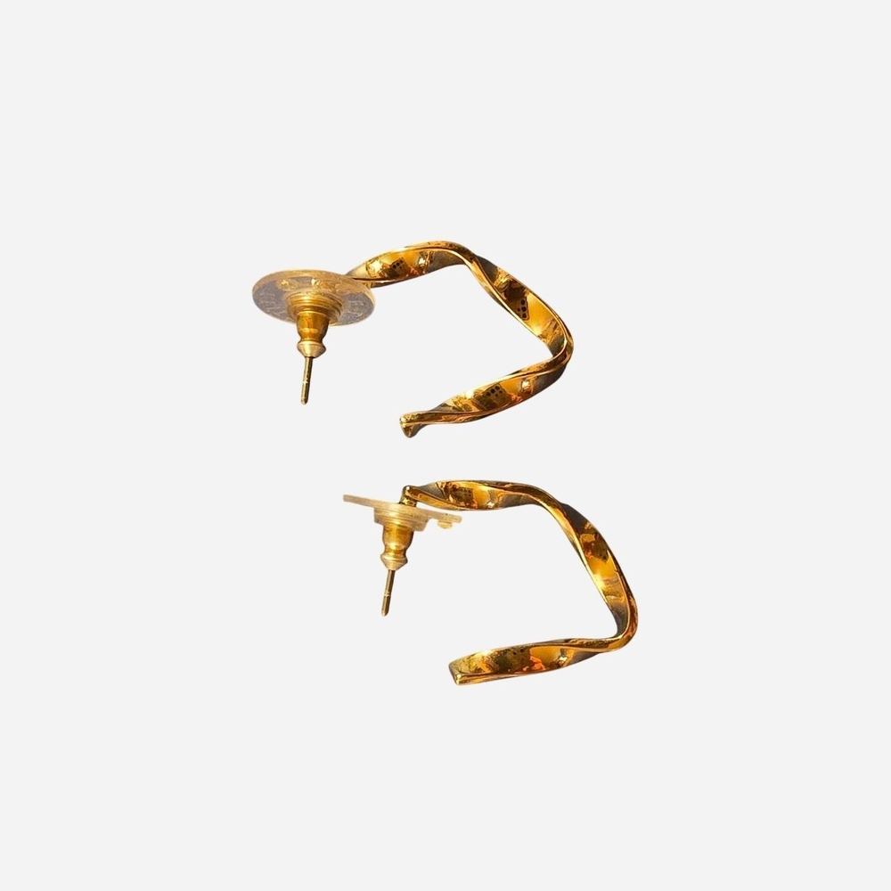 LOFT Gold and Brown Twisted Earrings